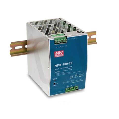 Průmyslový napájecí zdroj na DIN 480W 24V MEAN WELL NDR-480-24