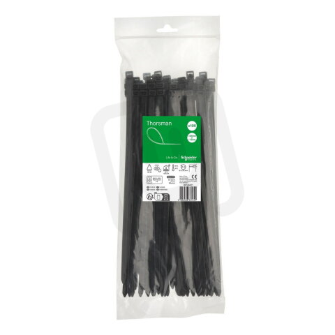 Stahovací páska, Thorsman, 300x7.6, černá, balení 100 ks SCHNEIDER IMT46421