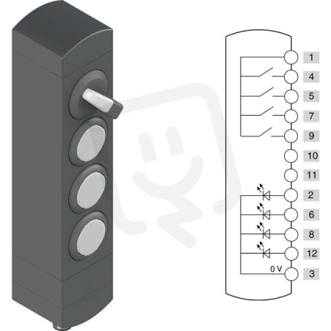 Ovládací jednotka BN 4 prvky (konfigurace A75) Konektor M12,12 pólů, IP65