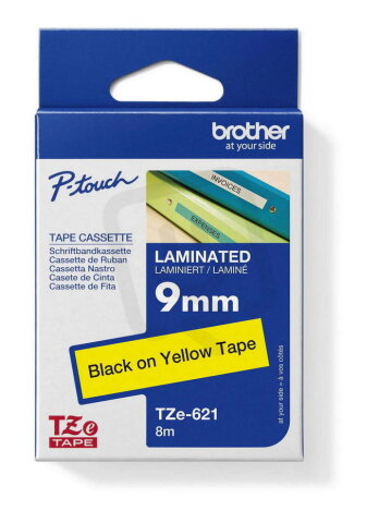Páska BROTHER TZe-621, žlutá/černá (9mm, laminované)