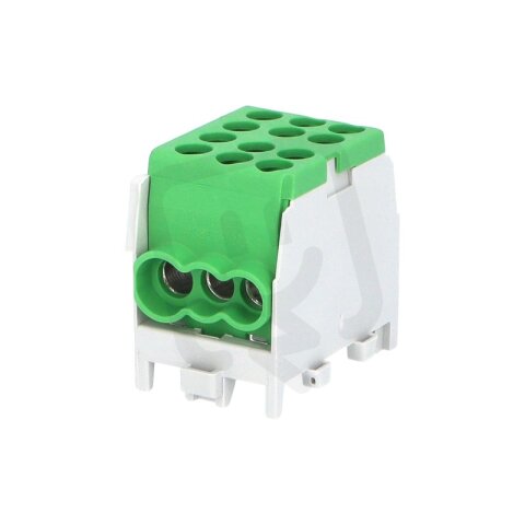 Svorkovnice rozbočovací HLAK 25 1/4 M2 100A 1pól. AL/CU IP20 zelená na DIN