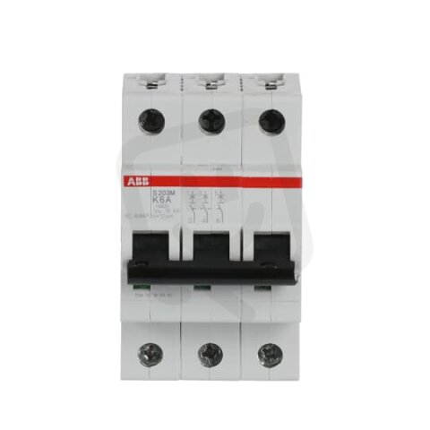 S203M-K6 3 fázový jistič 6 A char. K 10kA ABB 2CDS273001R0377