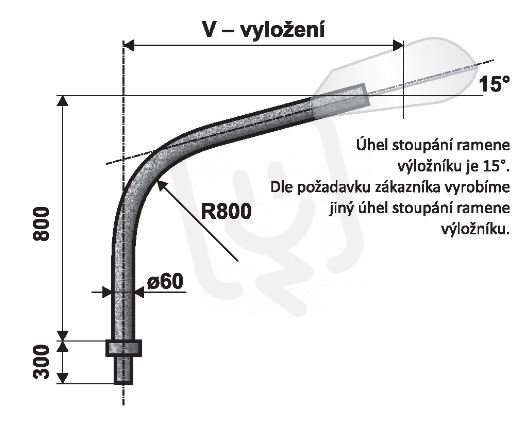 VA 3/89 - 1000/120 výložník obloukový pro stožáry JB, LPH, J AMAKO 0131022289A