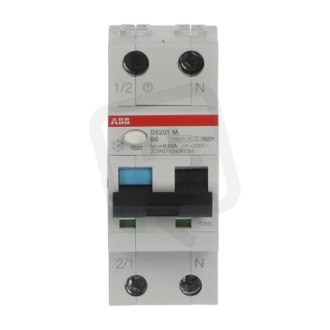 ABB DS201 M B6 F30 kombinace jistič/chránič 2P (1P+N) 6A 30mA B 10kA F