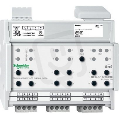 Schneider MTN649212 KNX spínací akční člen REG-K/12x230/10+manuální režim