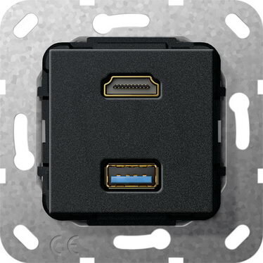 HDMI USB 3.0 A G-Ch vložka černá m GIRA 567810