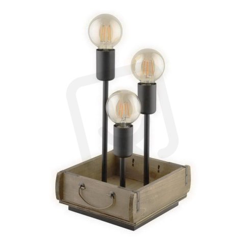 Stolní svítidlo WOOTTON 3x černá/dřevo VINTAGE 120W IP20 EGLO 43594