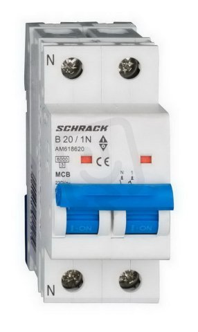 Instalační jistič AMPARO 6kA, B 20A, 1+N SCHRACK AM618620--
