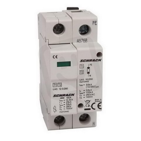Svodič přepětí T1+2/BC kompletní 1+1 12,5kA/280V,série UAS SCHRACK IS210450--