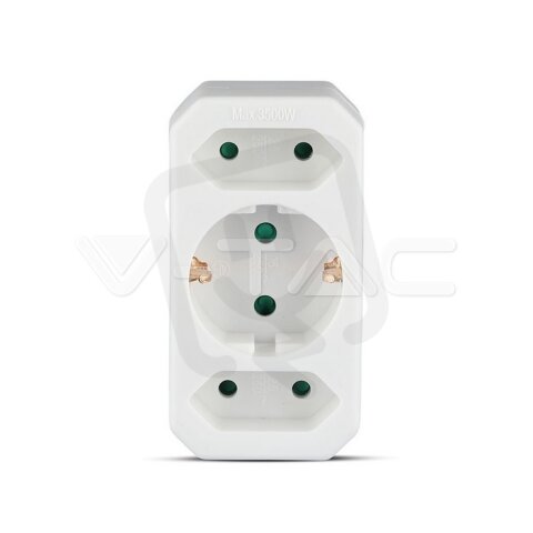Adapter With Earthing Contact 2 Socket 2
