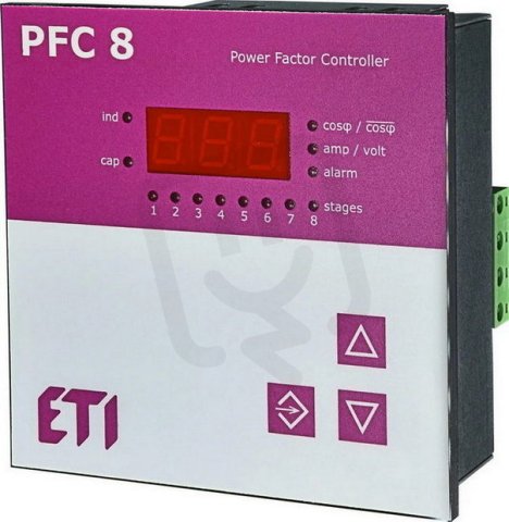 Regulátor jalového výkonu ETI PFC 8 RS 1F měření hodnot 400V AC RS485 8 výstupů