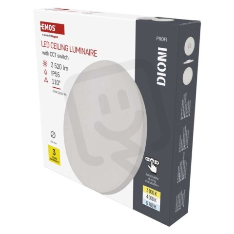 LED přisazené svítidlo DIONI kruhové, bílé, 32W, se změnou CCT EMOS ZM7152