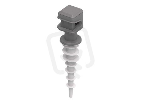 Plastový držák vedení d8mm, šroubovací do polystyrenu, šedý, plast 310518
