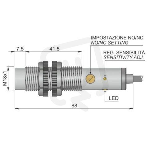 Kapacitní senzor d18 mm AECO SC18SP-AE10 NO/NC LC10