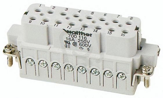 Walther 700116 A 16 Vložka konektoru se šroubovými dutinkami