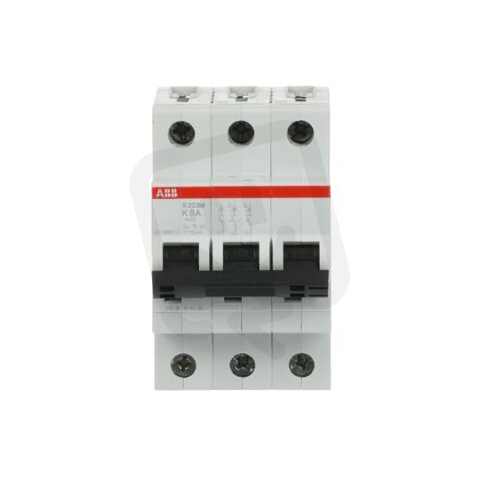 S203M-K8 3 fázový jistič 8 A char. K 10kA ABB 2CDS273001R0407