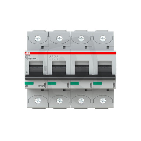 S804N-D16 jistič 4P char. D 16A s klecovou svorkou 36kA ABB 2CCS894001R0161
