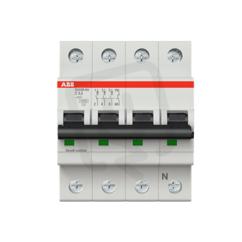 ABB S203M-C0,5NA jistič 3F odpojení N vodiče (3+NA) 0.5 A char. C 10kA
