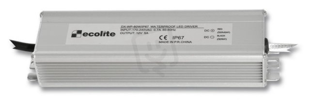 Elektronické trafo,230V-12V,5A,60W ECOLITE DX-WP-60W/IP67