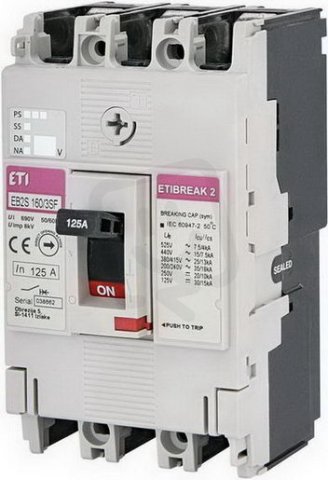 Kompaktní jistič EB2S 160/3SF 125A 3p ETI 004671836