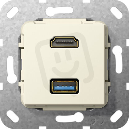 HDMI, USB 3.0 A Krátký kabel vložka krémově bílá GIRA 567901