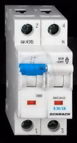 Instalační jistič 10 kA, B 50A, 1+N SCHRACK BM018650--