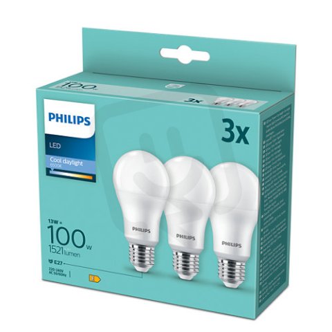 LED žárovka PHILIPS sada 3ks 13-100W A67 E27 CDL FR ND