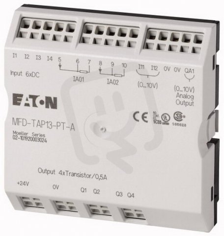 Eaton 106045 Jednotka I/O,24VDC,6 vstupů,4 výst.tranz.,1AO, 2 tepl.moduly