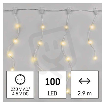 LED vánoční nano řetěz rampouchy 2,9 m venkovní i vnitřní teplá bílá programy
