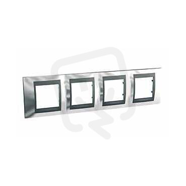 Unica Top Krycí rámeček čtyřnásobný, Cromo lesk/Grafit SCHNEIDER MGU66.008.210