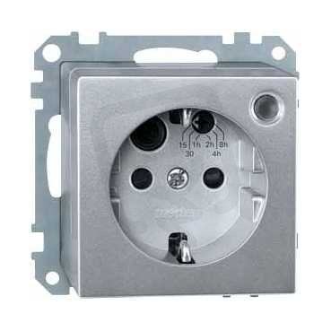 Schneider MTN500160 Zásuvka 250V/16A s bočním kontaktem a časovačem, alu