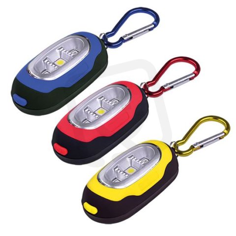 LED svítilna s karabinou, 30lm, 3x LED, 2x CR2032 součástí SOLIGHT WL114