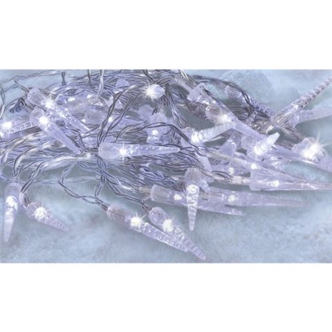 LED venkovní rampouchy 50LED časovač 8 funkcí IP44 3xAA baterie SOLIGHT 1V47