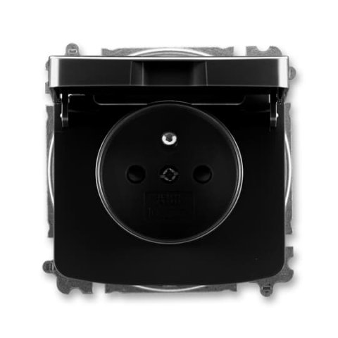 ABB TANGO Zásuvka chráněná s clonkami s víčkem bezšroubová černá 5519A-A02397 N
