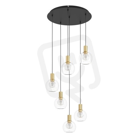 Závěsné svítidlo TERQUE LED černí/mosaz/čirá 6X5,4W EGLO 390279