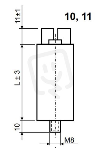 Světelný kompenzační kondenzátor 4,5uF 25x56mm svorkovnice šroub M8 LCP0045011