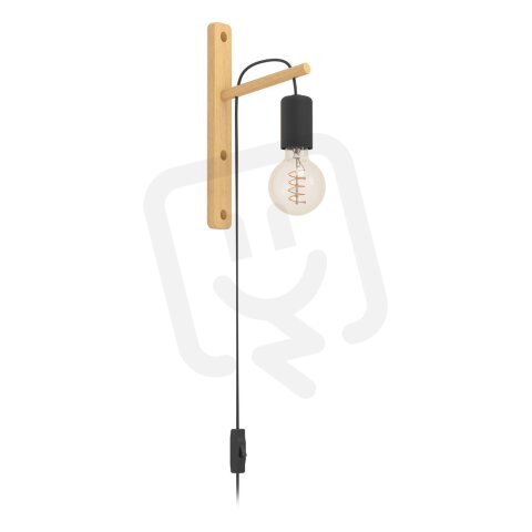 Nástěnné svítidlo POCKLEY E27 černá/dřevo 1X10W IP20 EGLO 44013