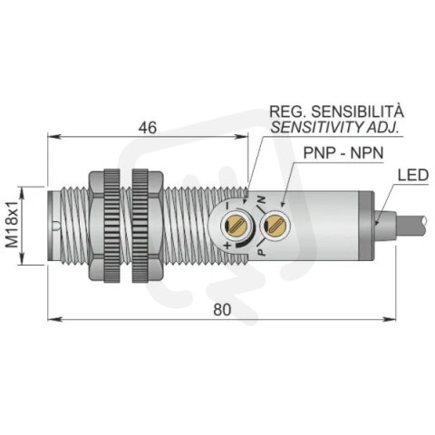 Optoelektronický senzor d18 mm AECO FT18SP-CP20