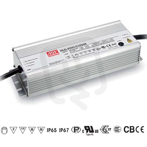 Stmívatelný proudový zdroj 300W 700mA MEAN WELL HLG-320H-C700B