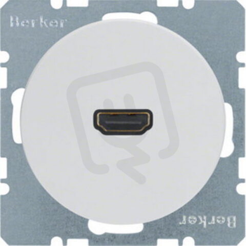 Zásuvka, HDMI, vývod zezadu 90°, Berker R.1/R.3, bílá, lesk HAGER WLF4380WG