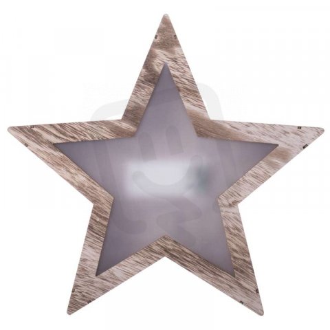 10LED XMAS WOOD STAR 3D 2AA WW