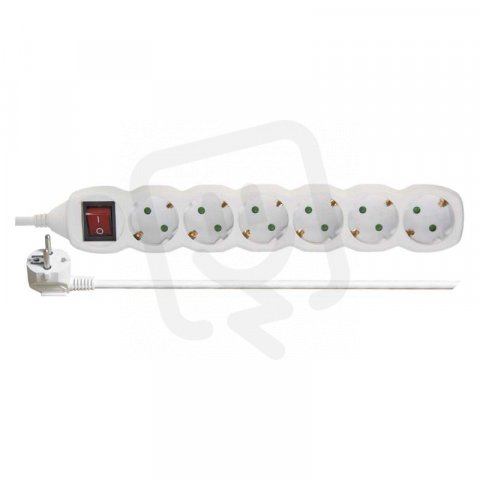 Prodlužovací kabel 5 m 6 zásuvek s vypínačem bílý PVC 1,5mm2 EMOS P1625R