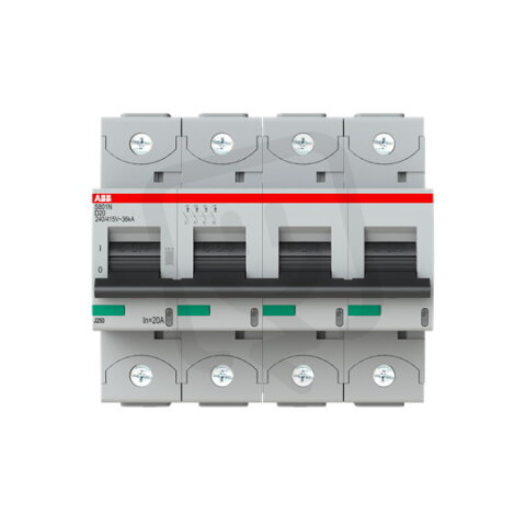 S804N-D20 jistič 4P char. D 20A s klecovou svorkou 36kA ABB 2CCS894001R0201