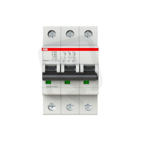 S203-Z8 3 fázový jistič 8 A char. Z 6kA ABB 2CDS253001R0408