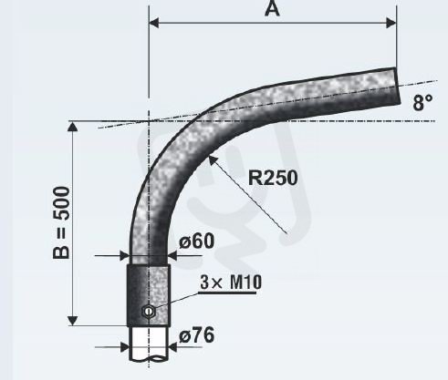 SV 3/76 - 1250/90 výložník sadový, oblou