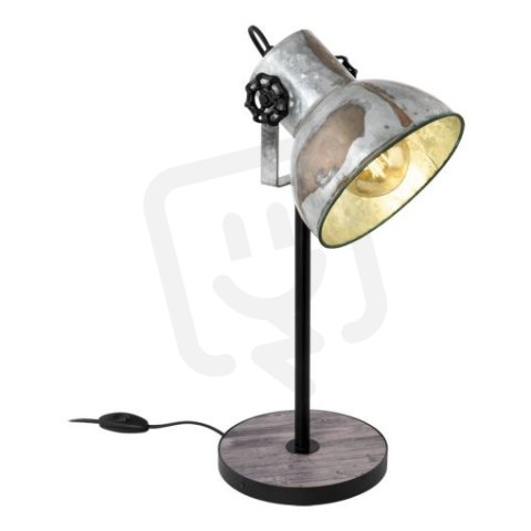 Stolní svítidlo BARNSTAPLE dřevo/použitý zinek/černá 40W IP20 EGLO 49718