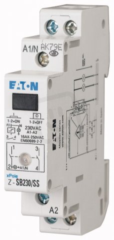 Eaton 265301 Impulsní relé, tlačítko+LED, 230 V~, 2zap.kont. Z-SB230/SS