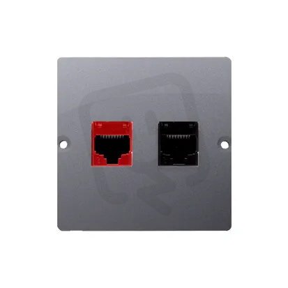 Telefonní zásuvka RJ12 + počítačová zásuvka RJ45 kat. 5e, Inox BM5T.02/21