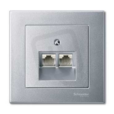 Merten Centrální deska 2xRJ45 System M Aluminium SCHNEIDER MTN298060