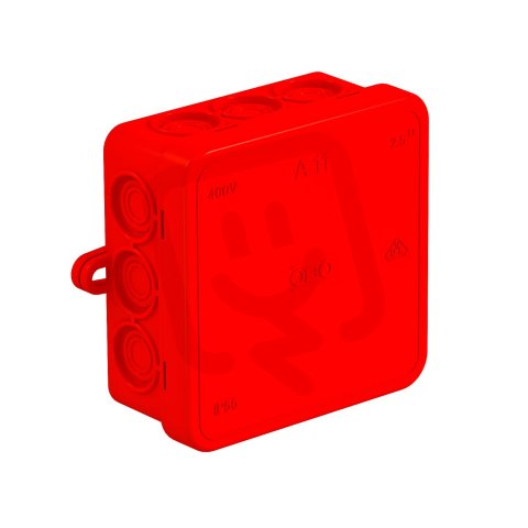 OBO A 11 HF RO Odbočná hranatá krabice bez svorkovnice 85x85x40 červená PE